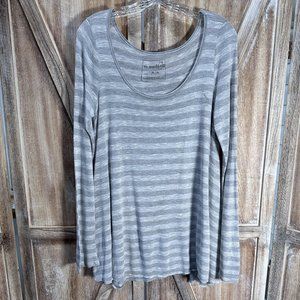 Free People We The Free Striped Scoop Neck Long Sleeve Swing Tee